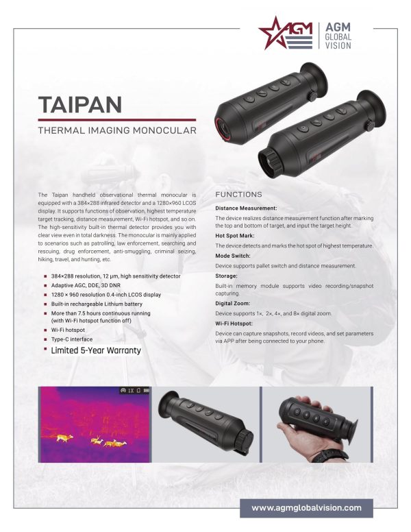 AGM Taipan Thermal Monocular Data Sheet