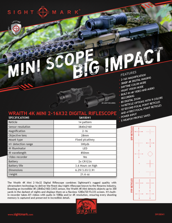 Sightmark Wraith 4K Mini Digital Riflescope / NS750 IR Kit Combo (Free NS10,000 Battery Pack Included!) - Image 6