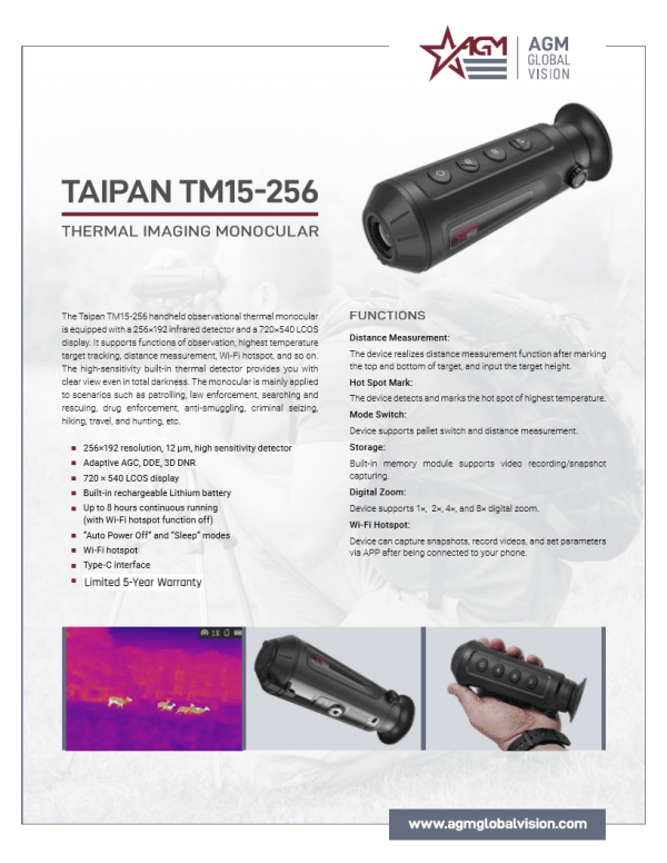 AGM Taipan 256 Thermal Monocular Data Sheet