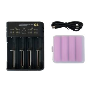 Predator Thermal Optics 4-Port Charger & 4x - 18650 Flat Top Rechargeable Lithium-ion Batteries