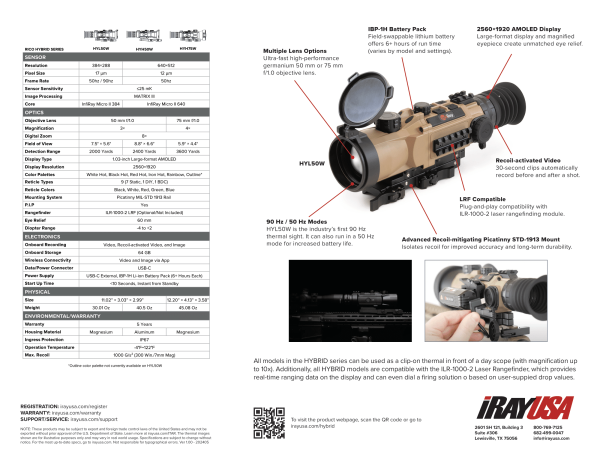 InfiRay Outdoor RICO HYBRID 384 3X 50mm 90 Hz Multi-function Thermal Weapon Sight Data Sheet