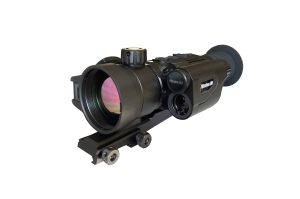 Predator Thermal Optics Mission LRF 35-384 Laser Range Finder Thermal Riflescope (3-24x magnification and 2,750 yards of detection!) Industry-leading 5-year warranty. Warrantied and serviced by Predator Thermal Optics in the USA! The Predator Thermal Optics Mission LRF 35-384 Thermal Riflescope is a world-class thermal imaging riflescope that incorporates a compact, sleek, lightweight, aluminum design with a 1200-yard built-in laser rangefinder. Its exceptionally powerful 384×288 SUPERSENSITIVE resolution is capable of heat detection distances up to 2,750 yards and displays them on a sharp 1024×768 OLED display while offering the latest IMAGE BOOST patented technology. With up to 8 hours of battery life on a set of 18650 batteries, the Mission LRF Thermal Riflescope ensures hours of continuous use with the ability to quickly swap batteries at a cost-effective price. A highly precise, ambidextrous top-located focus ring allows for quick, precise focus adjustment ensuring the highest picture quality display. Picture/picture mode, ballistics calculator, and the 1200-yard laser range finder all complement with added confidence on long-distance shots. Technologically advanced, the Predator Thermal Optics Mission LRF features built-in photo and video recording with sound as well as Wi-Fi connectivity to upload data to the Predator Thermal Optics APP. Additionally, the Predator Thermal Optics Mission LRF can withstand greater than 12-gauge calibers and offers an industry-leading 10,000 Joules of recoil resistance protection. The Mission LRF boasts an IP66 waterproof rating for use in the most severe of weather conditions. When you need a powerful thermal riflescope with a classic design and built-in laser rangefinder, few scopes can match the exceptionalism of the Mission LRF. Featuring 8 reticle shapes in 5 color modes, Picture-in-picture mode, built-in LASER for game recovery, and 10 unique shooting profiles. Mission LRF 35-384 Thermal Riflescope Features: 384×288 microbolometer resolution 1024×768 AMOLED Display Built-in 1200 Yard Laser Range Finder (LRF) Detects heat signatures up to 2,750 yards away 3-24x magnification 35mm objective lens 128g built-in photo and video recording with sound Wi-Fi connectivity and supported by Predator Thermal Optics App IP66 waterproof rating 8 reticle shapes in 5 colors Picture-in-Picture mode 10 unique shooting profiles Built-in LASER for game recovery Industry-leading 10,000 Joules recoil rating withstands calibers including 12 gauge, 9.3×64, and .375 H&H Industry-leading 5-year warranty. Warrantied and serviced by Predator Thermal Optics.