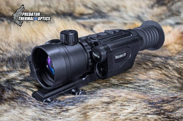 Predator Thermal Optics Mission LRF 35-384 Laser Range Finder Thermal Riflescope (3-24x magnification and 2,750 yards of detection!) Industry-leading 5-year warranty. Warrantied and serviced by Predator Thermal Optics in the USA! The Predator Thermal Optics Mission LRF 35-384 Thermal Riflescope is a world-class thermal imaging riflescope that incorporates a compact, sleek, lightweight, aluminum design with a 1200-yard built-in laser rangefinder. Its exceptionally powerful 384×288 SUPERSENSITIVE resolution is capable of heat detection distances up to 2,750 yards and displays them on a sharp 1024×768 OLED display while offering the latest IMAGE BOOST patented technology. With up to 8 hours of battery life on a set of 18650 batteries, the Mission LRF Thermal Riflescope ensures hours of continuous use with the ability to quickly swap batteries at a cost-effective price. A highly precise, ambidextrous top-located focus ring allows for quick, precise focus adjustment ensuring the highest picture quality display. Picture/picture mode, ballistics calculator, and the 1200-yard laser range finder all complement with added confidence on long-distance shots. Technologically advanced, the Predator Thermal Optics Mission LRF features built-in photo and video recording with sound as well as Wi-Fi connectivity to upload data to the Predator Thermal Optics APP. Additionally, the Predator Thermal Optics Mission LRF can withstand greater than 12-gauge calibers and offers an industry-leading 10,000 Joules of recoil resistance protection. The Mission LRF boasts an IP66 waterproof rating for use in the most severe of weather conditions. When you need a powerful thermal riflescope with a classic design and built-in laser rangefinder, few scopes can match the exceptionalism of the Mission LRF. Featuring 8 reticle shapes in 5 color modes, Picture-in-picture mode, built-in LASER for game recovery, and 10 unique shooting profiles. Mission LRF 35-384 Thermal Riflescope Features: 384×288 microbolometer resolution 1024×768 AMOLED Display Built-in 1200 Yard Laser Range Finder (LRF) Detects heat signatures up to 2,750 yards away 3-24x magnification 35mm objective lens 128g built-in photo and video recording with sound Wi-Fi connectivity and supported by Predator Thermal Optics App IP66 waterproof rating 8 reticle shapes in 5 colors Picture-in-Picture mode 10 unique shooting profiles Built-in LASER for game recovery Industry-leading 10,000 Joules recoil rating withstands calibers including 12 gauge, 9.3×64, and .375 H&H Industry-leading 5-year warranty. Warrantied and serviced by Predator Thermal Optics.