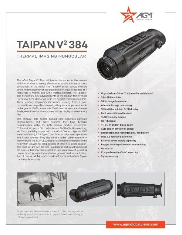 AGM Taipan V2 25-384 Thermal Monocular (FREE Additional Batteries, Charger and Braided Lanyard!) - Image 8