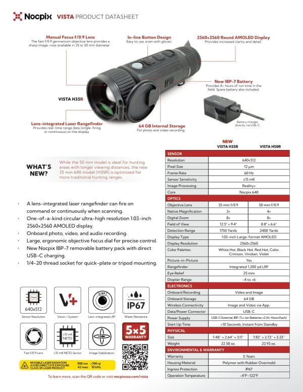 VISTA H35R Rangefinding Thermal Monocular 3X 640x512 35mm (Free Braided Lanyard Included!) - Image 17