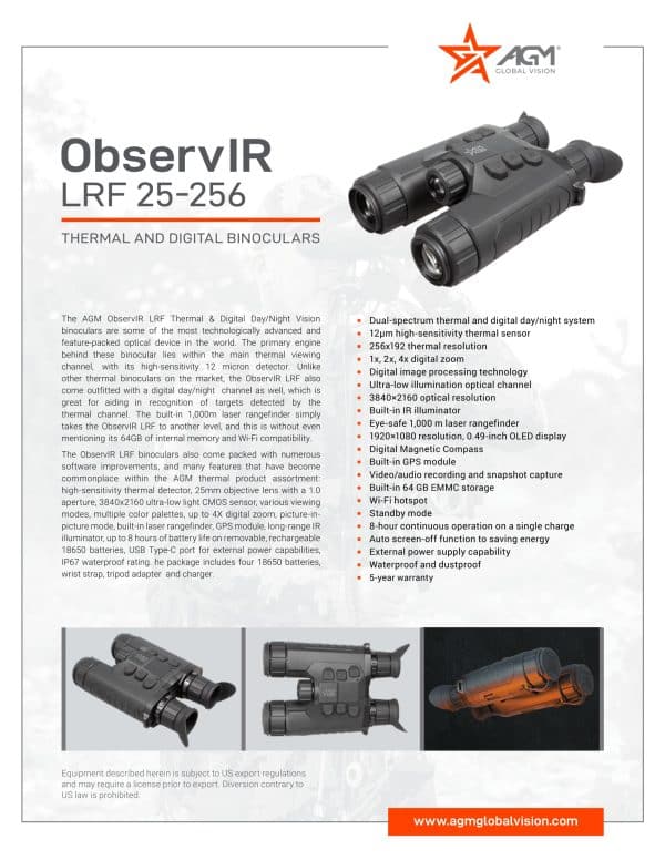 AGM ObservIR LRF 25-256 Thermal Binoculars - Image 7