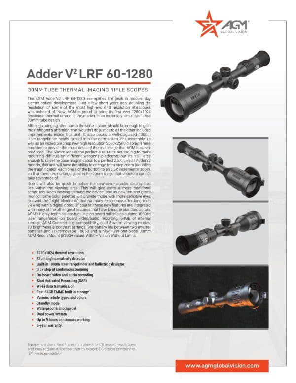 AGM Adder V2 LRF 60-1280 Thermal Riflescope (FREE Additional Batteries and Charger!) - Image 10