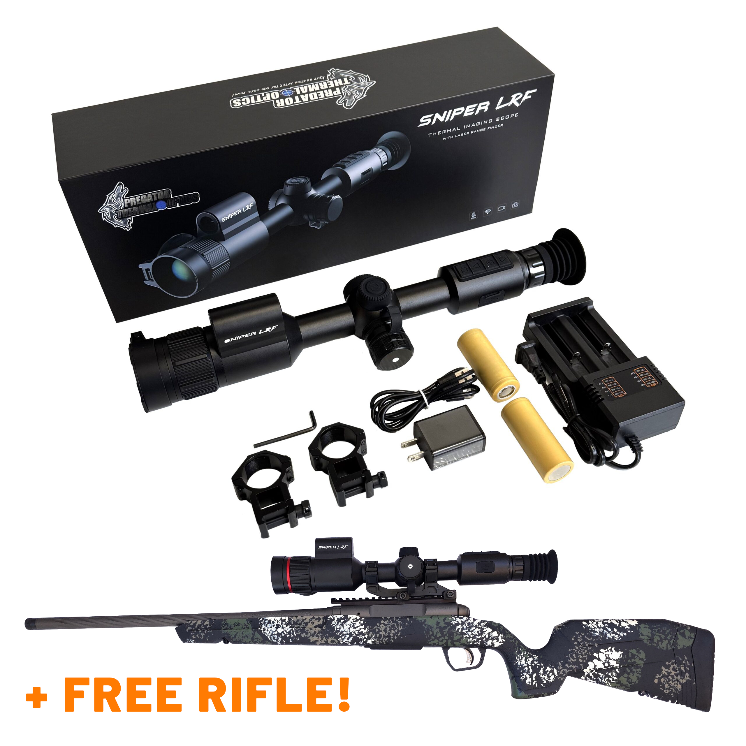 Predator Thermal Optics Sniper LRF 50-640 Laser Rangefinder Thermal Riflescope – FREE Savage Axis II Pro Rifle