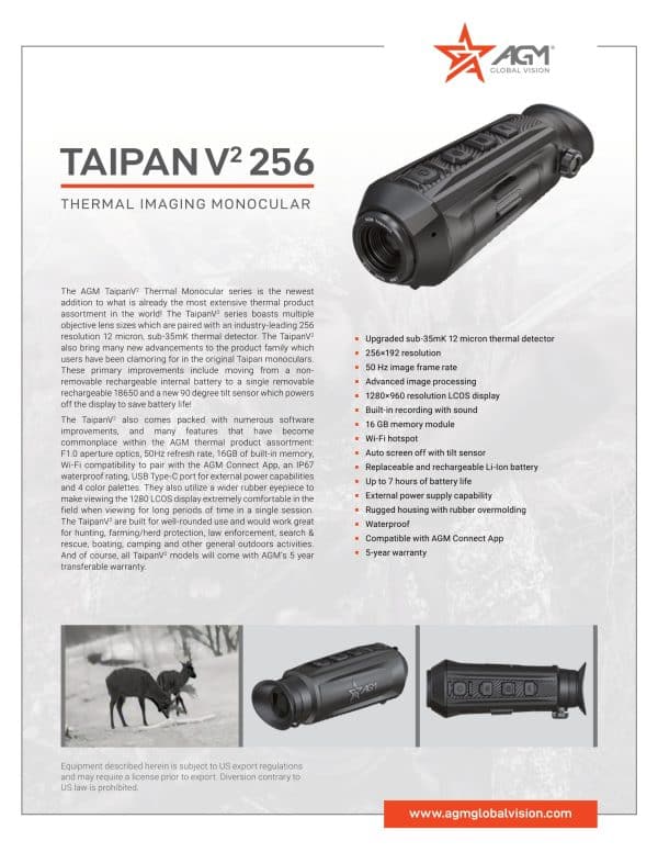 AGM Taipan V2 15-256 Thermal Monocular (Free Additional Batteris, Charger and Braided Lanyard included!) - Image 8