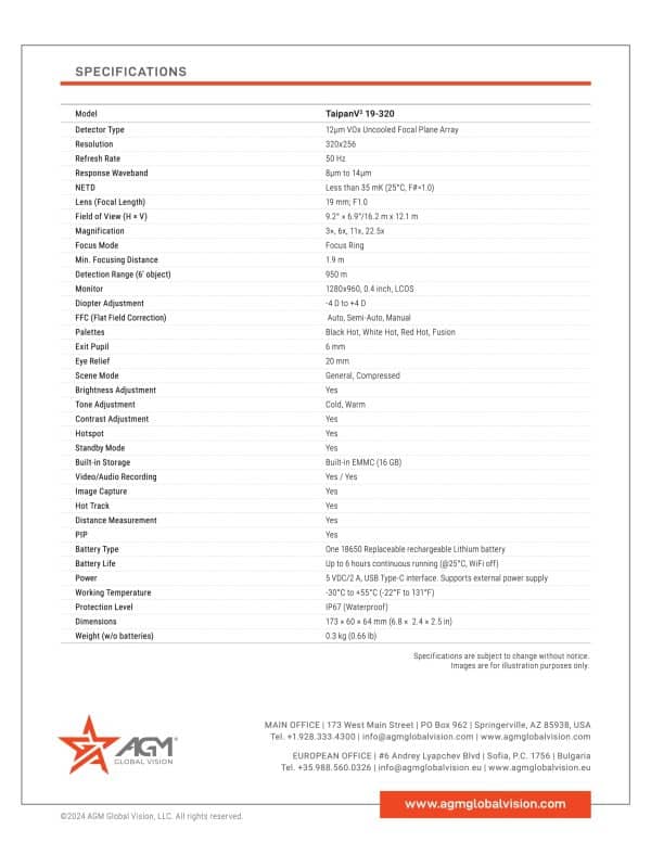 AGM Taipan V2 19-320 Thermal Monocular (FREE Additional Batteries, Charger and Braided Lanyard!) - Image 9