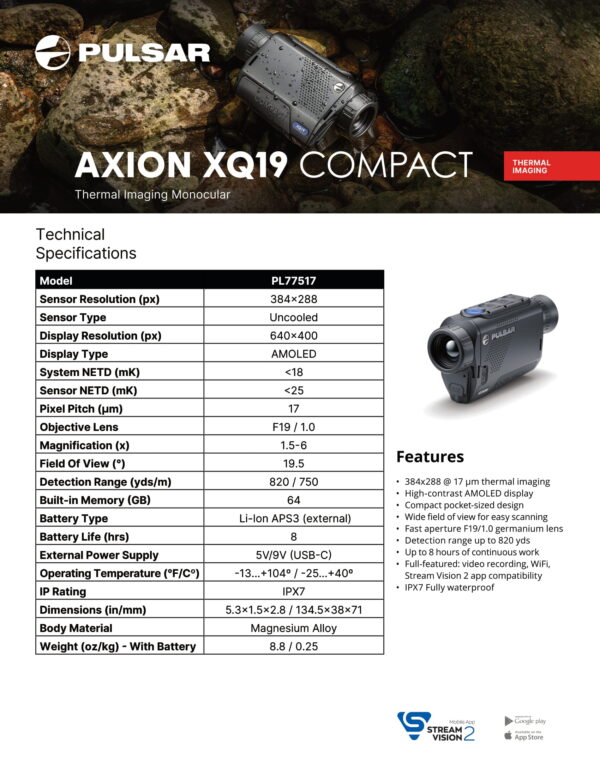 Pulsar Axion XQ19 Compact Thermal Monocular (Free Lanyard included!) - Image 8