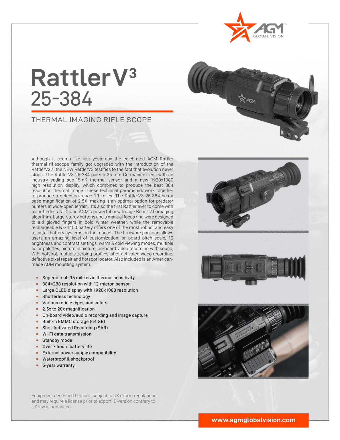 AGM Rattler V3 25-384 Thermal Weapon Sight
