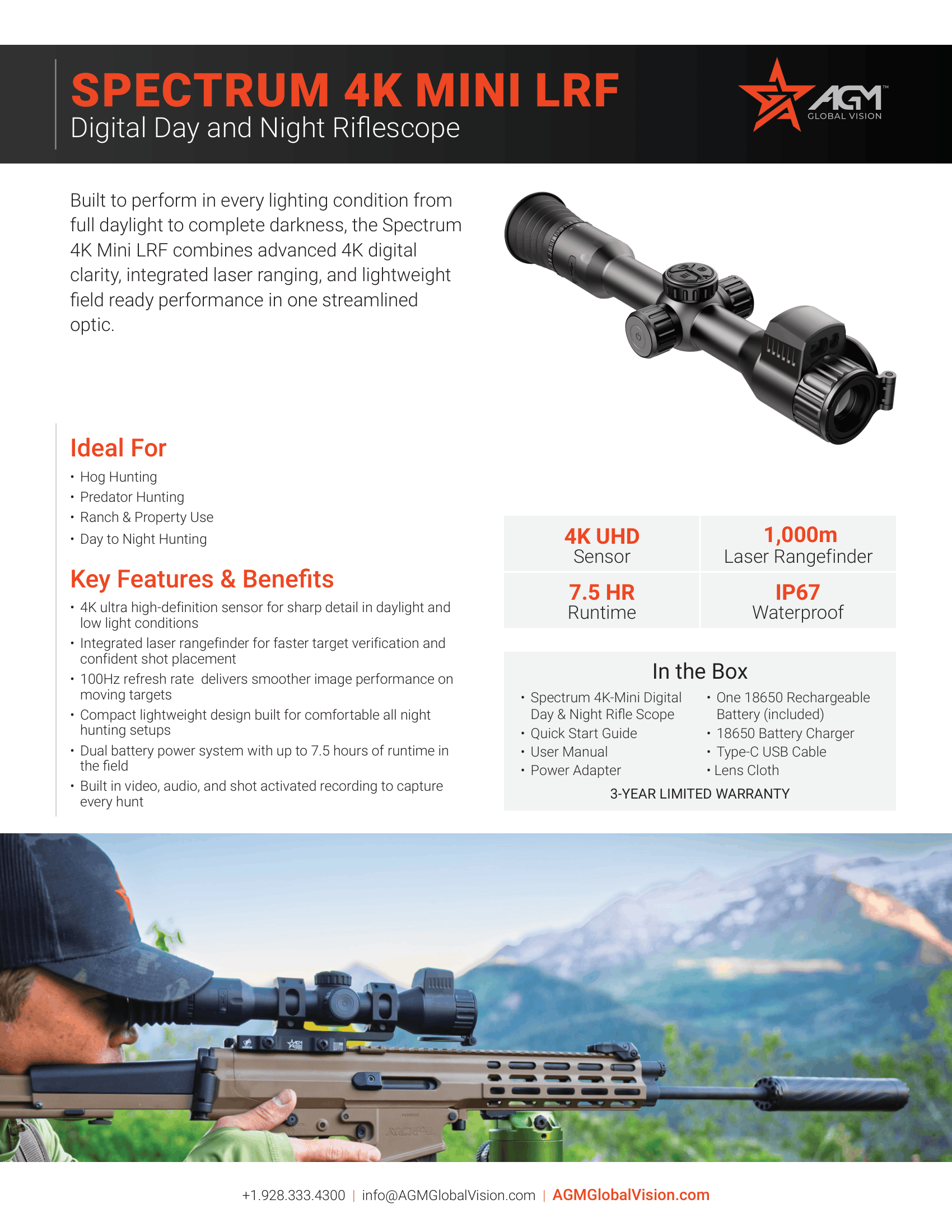 AGM Spectrum LRF 4K Mini Digital Day and Night Vision Rifle Scope