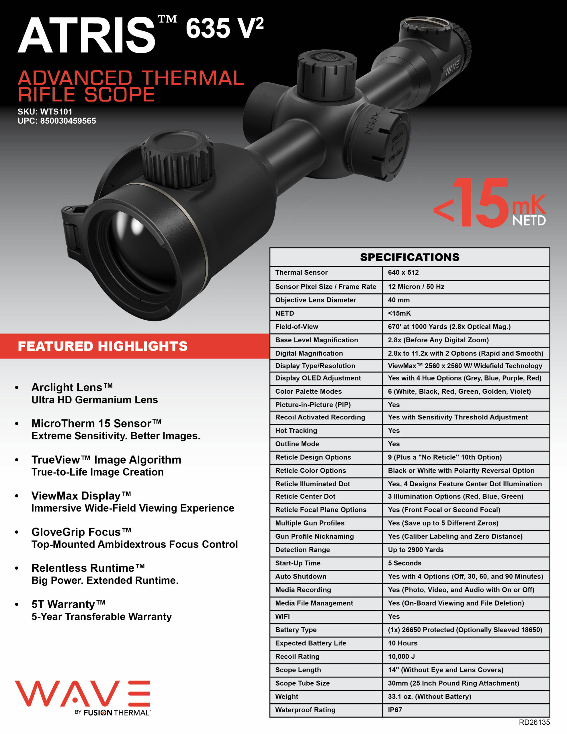 WAVE Atris 635 V2 Spec Sheet