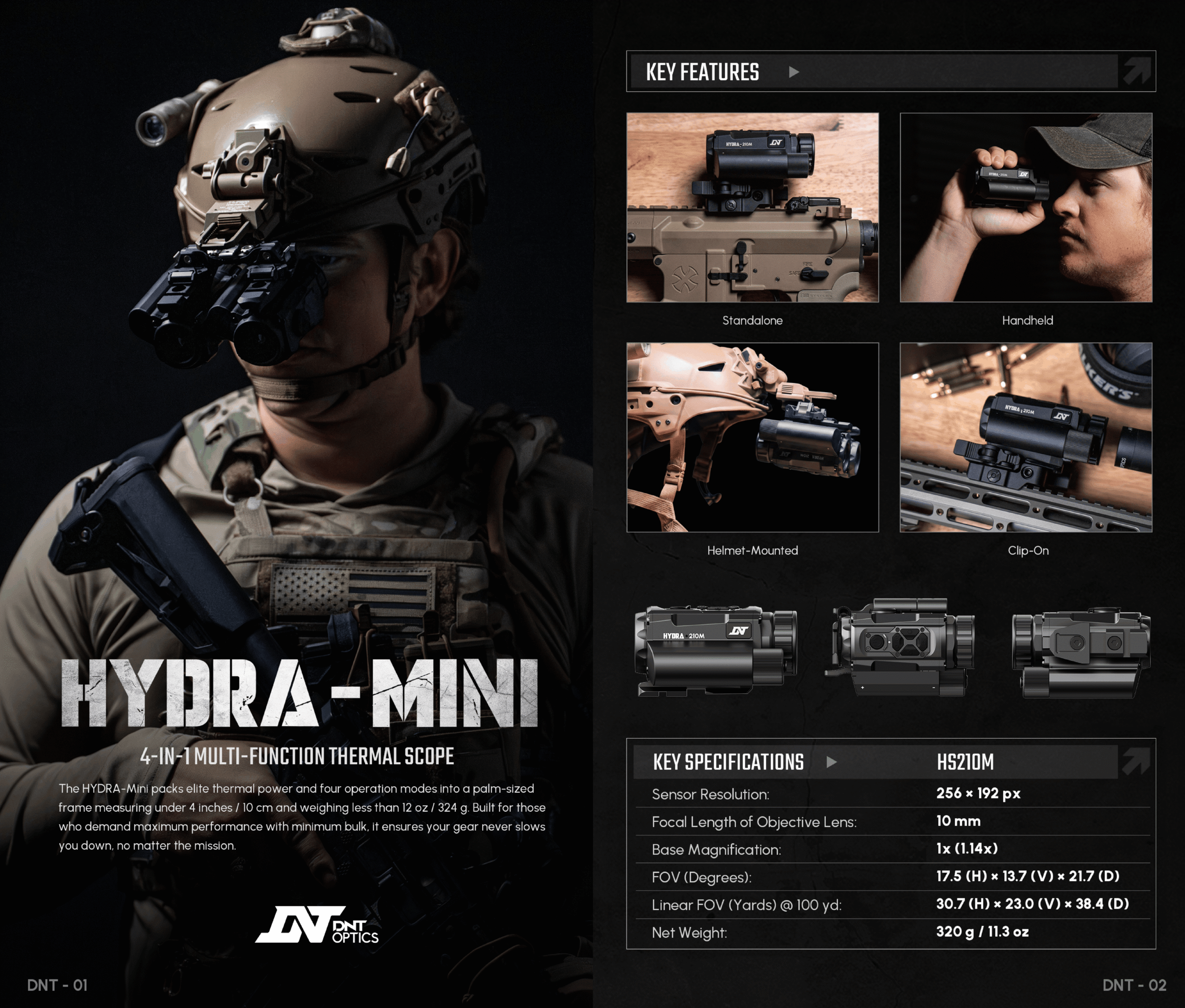 DNT Hydra Mini HS210M Multi-Function Thermal Scope Spec Sheet